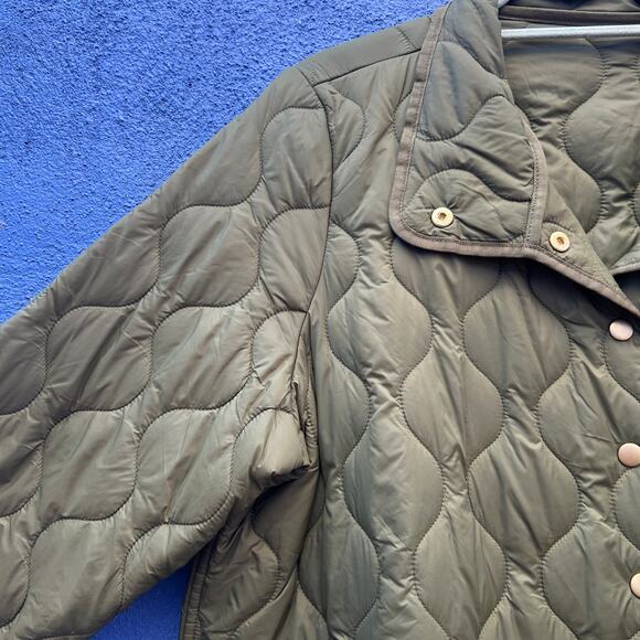 coldwater creek army green quilted jacket - Picture 2 of 7
